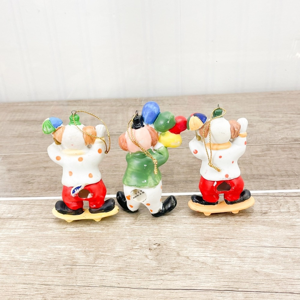 Ceramic Christmas Clown Ornaments Each Are Very Detailed SET OF 3 - Picture 4 of 6